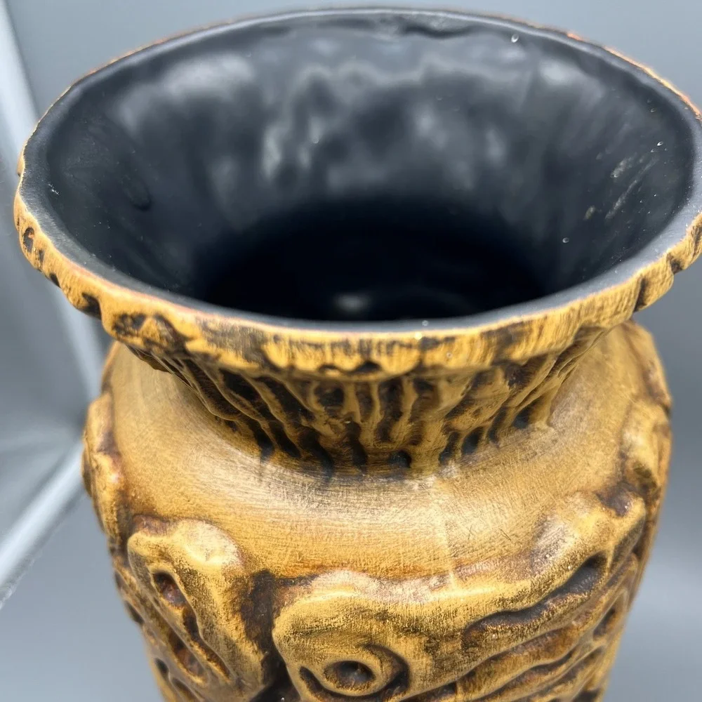 Vintage Haeger Pottery Brown Tiki Vase model #4079‎ 12